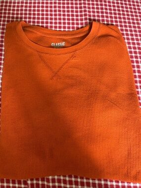 Classic Men's Bright Orange Waffle Crewneck Sweater